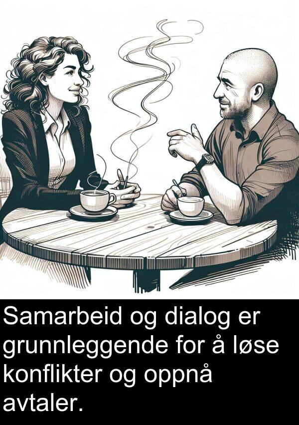 oppnå: Samarbeid og dialog er grunnleggende for å løse konflikter og oppnå avtaler.