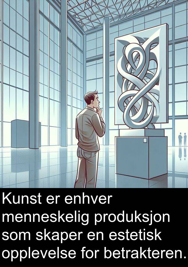 opplevelse: Kunst er enhver menneskelig produksjon som skaper en estetisk opplevelse for betrakteren.
