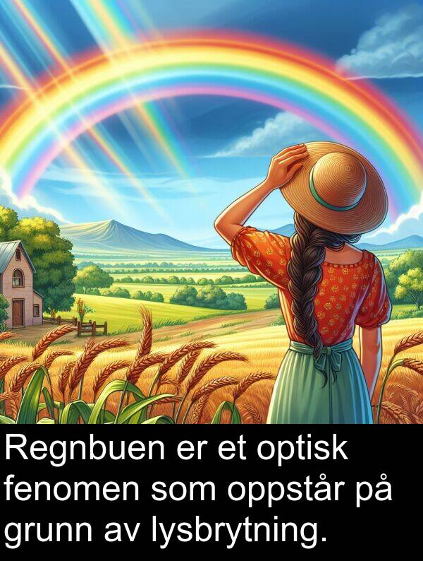 oppstår: Regnbuen er et optisk fenomen som oppstår på grunn av lysbrytning.