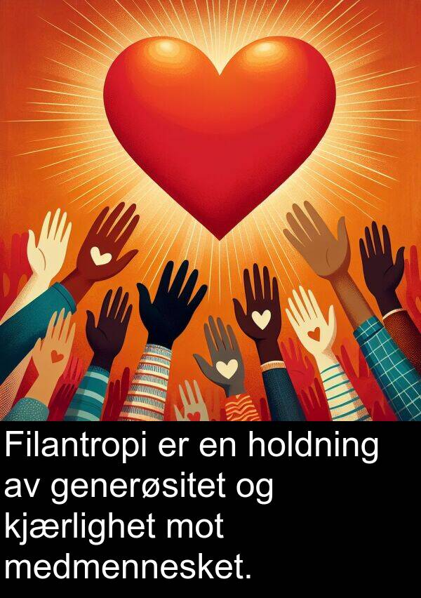 generøsitet: Filantropi er en holdning av generøsitet og kjærlighet mot medmennesket.