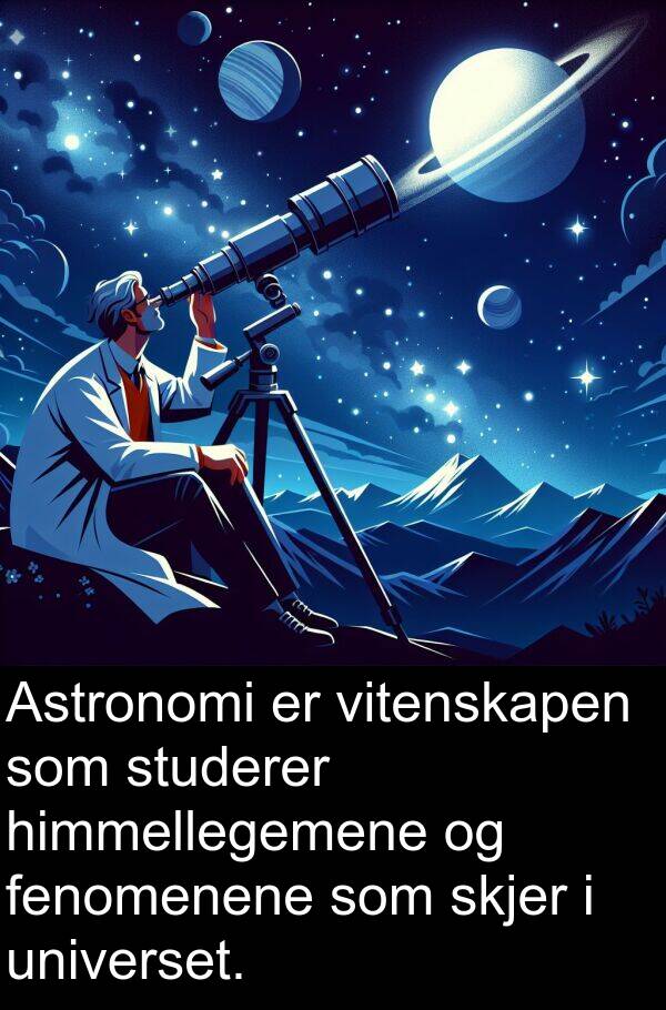 studerer: Astronomi er vitenskapen som studerer himmellegemene og fenomenene som skjer i universet.