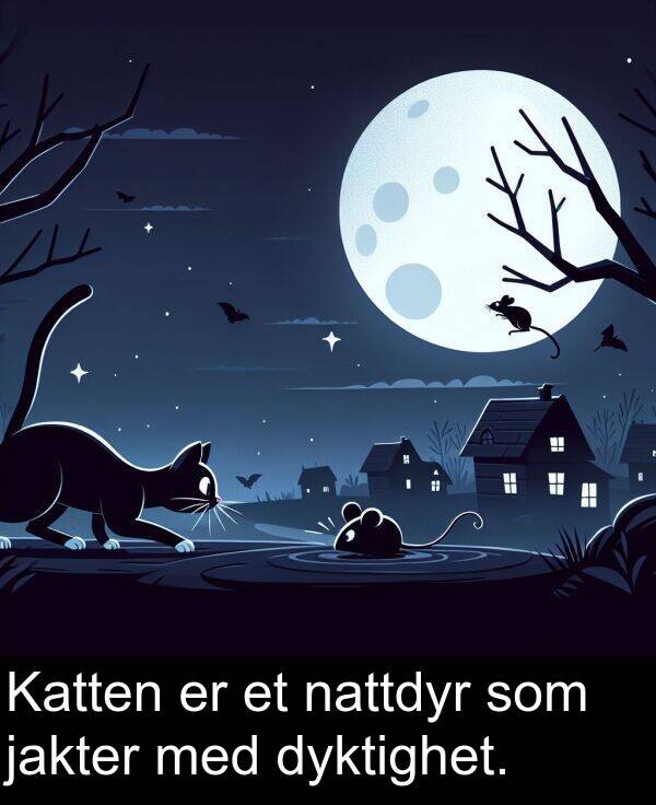 nattdyr: Katten er et nattdyr som jakter med dyktighet.