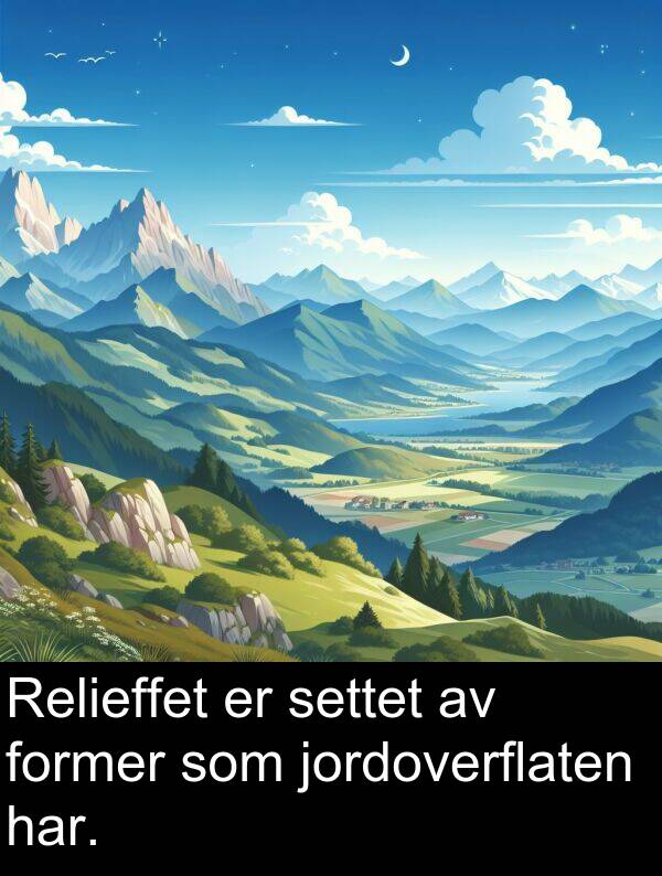 former: Relieffet er settet av former som jordoverflaten har.