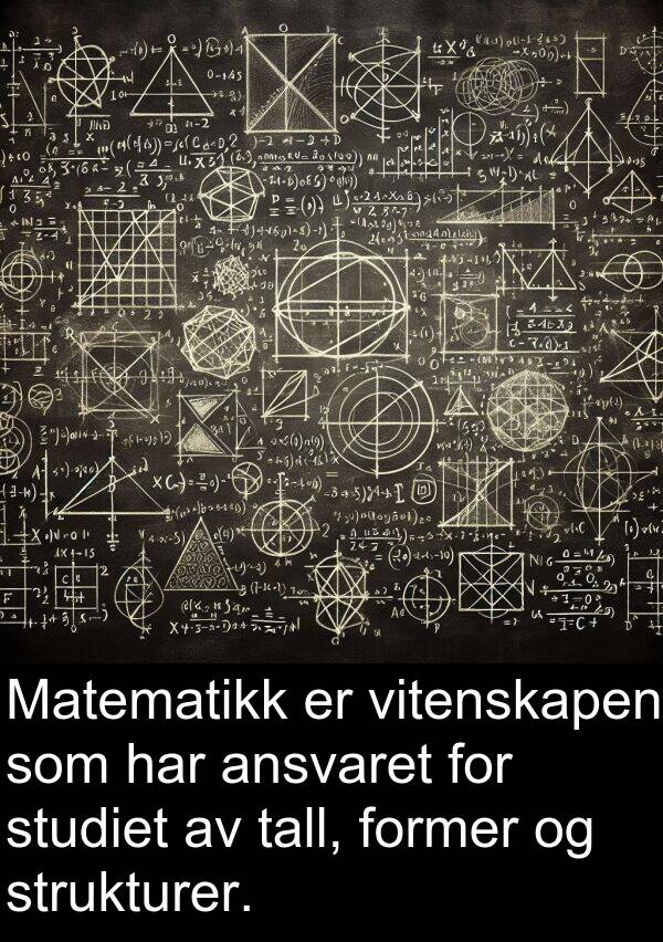 former: Matematikk er vitenskapen som har ansvaret for studiet av tall, former og strukturer.