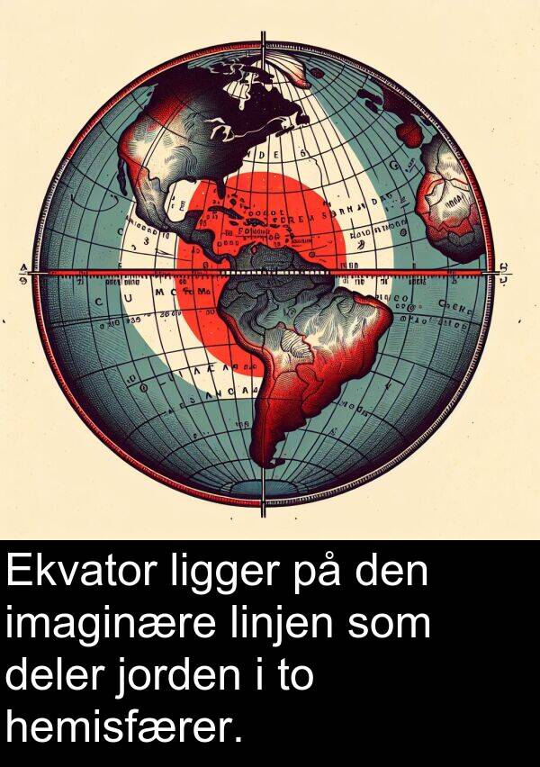deler: Ekvator ligger på den imaginære linjen som deler jorden i to hemisfærer.