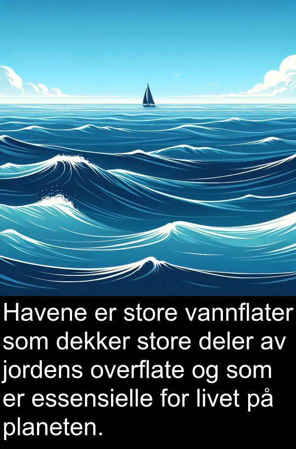 planeten: Havene er store vannflater som dekker store deler av jordens overflate og som er essensielle for livet på planeten.