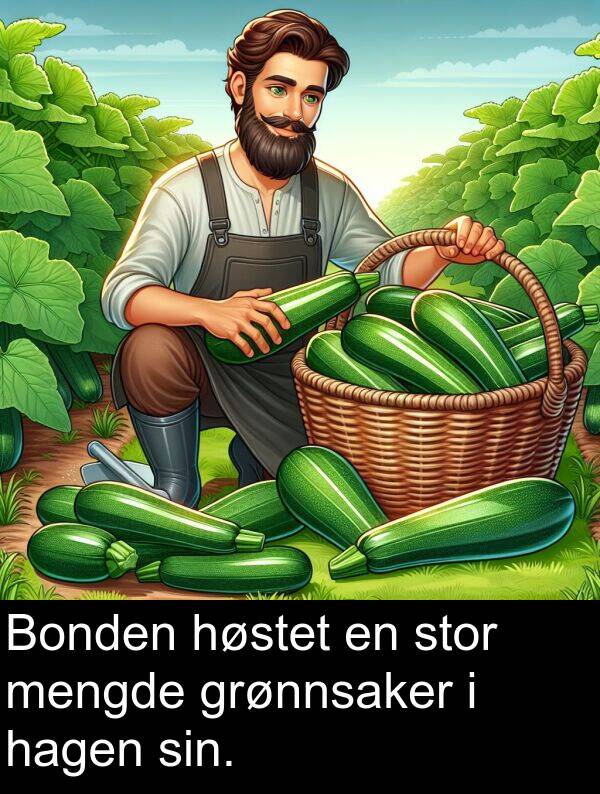 høstet: Bonden høstet en stor mengde grønnsaker i hagen sin.