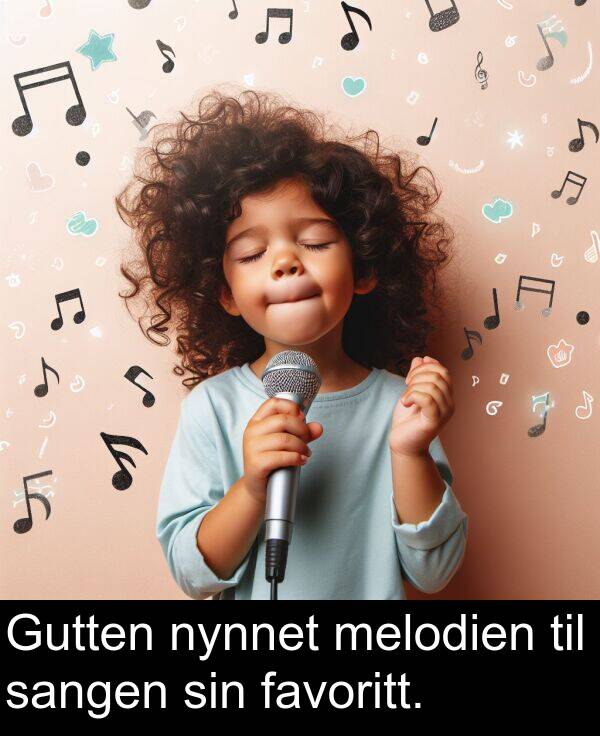sangen: Gutten nynnet melodien til sangen sin favoritt.
