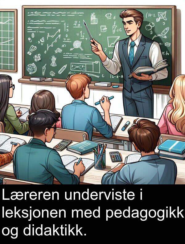 didaktikk: Læreren underviste i leksjonen med pedagogikk og didaktikk.