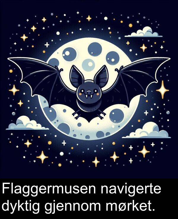 navigerte: Flaggermusen navigerte dyktig gjennom mørket.