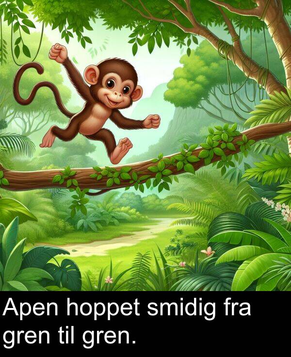 smidig: Apen hoppet smidig fra gren til gren.