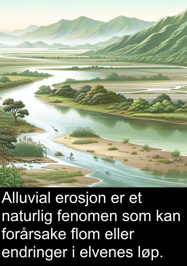 fenomen: Alluvial erosjon er et naturlig fenomen som kan forårsake flom eller endringer i elvenes løp.