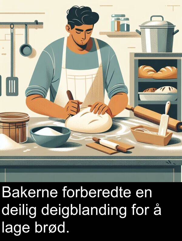 forberedte: Bakerne forberedte en deilig deigblanding for å lage brød.