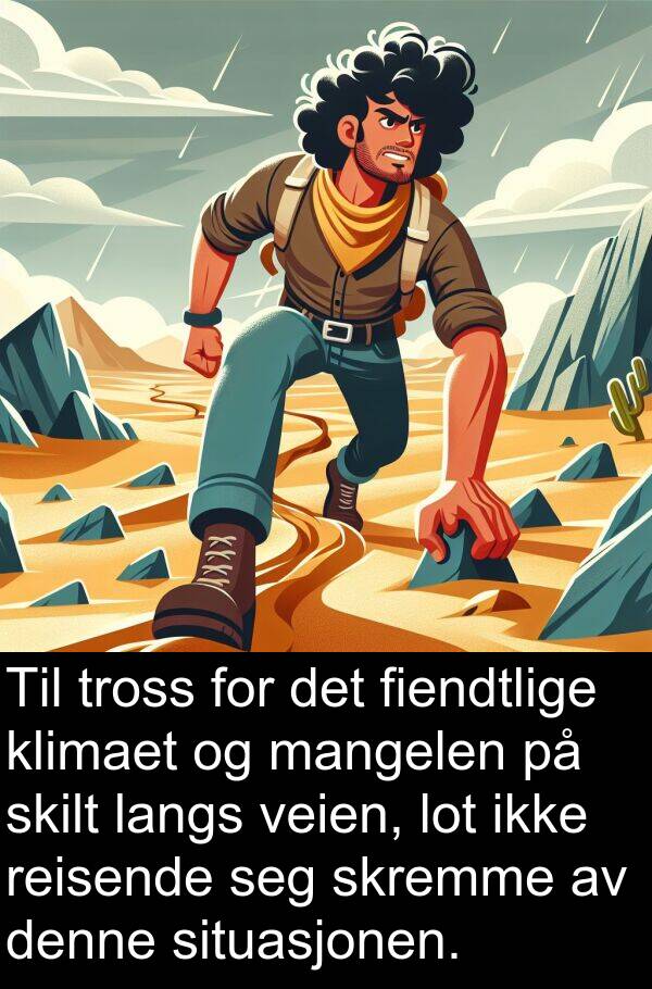 mangelen: Til tross for det fiendtlige klimaet og mangelen på skilt langs veien, lot ikke reisende seg skremme av denne situasjonen.