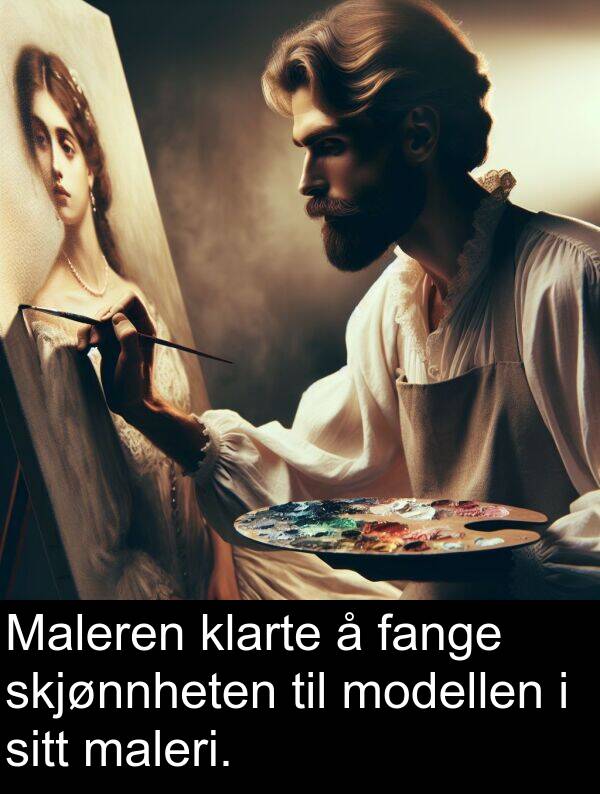 fange: Maleren klarte å fange skjønnheten til modellen i sitt maleri.