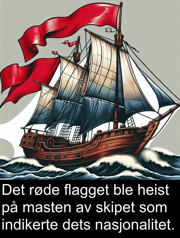 flagget: Det røde flagget ble heist på masten av skipet som indikerte dets nasjonalitet.