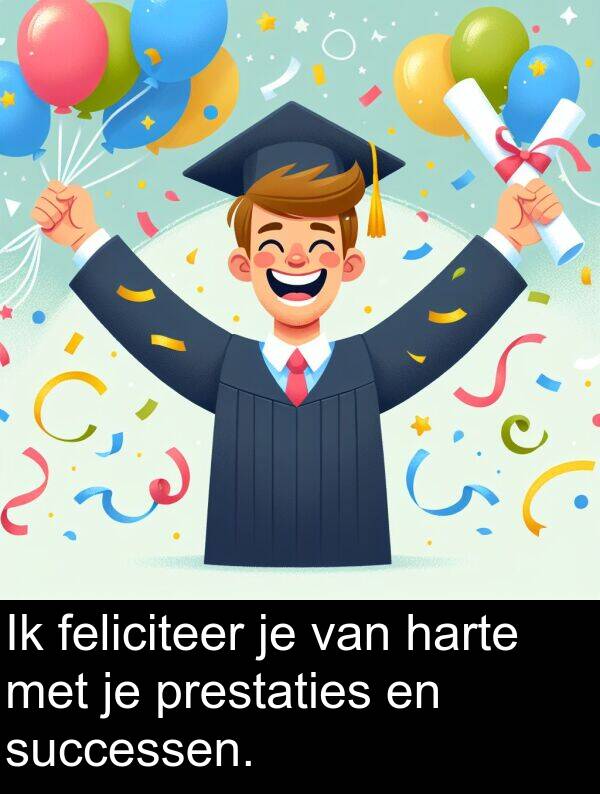 feliciteer: Ik feliciteer je van harte met je prestaties en successen.