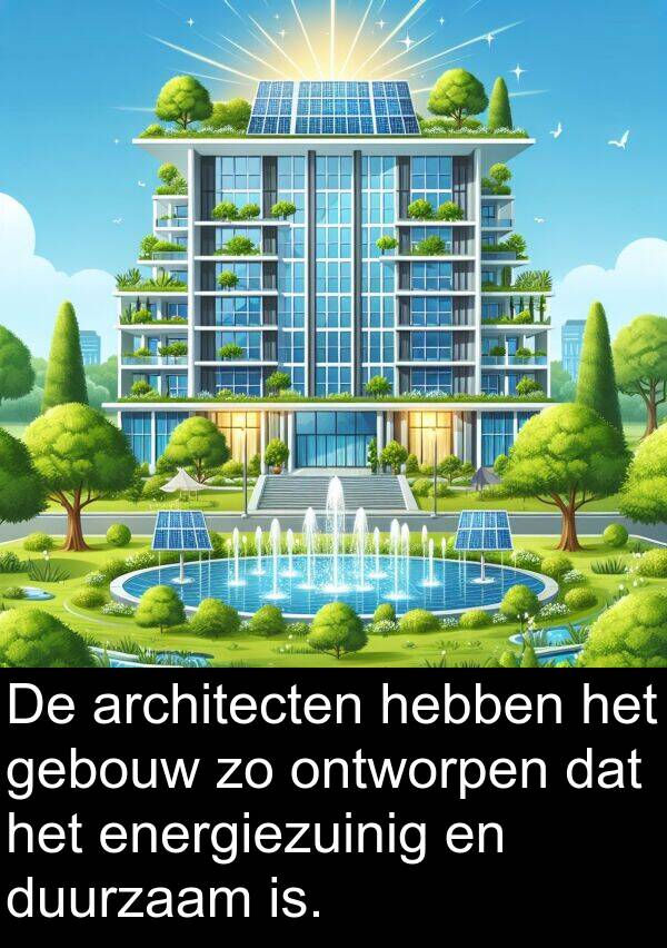 duurzaam: De architecten hebben het gebouw zo ontworpen dat het energiezuinig en duurzaam is.