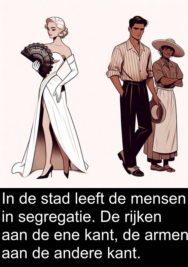 andere: In de stad leeft de mensen in segregatie. De rijken aan de ene kant, de armen aan de andere kant.