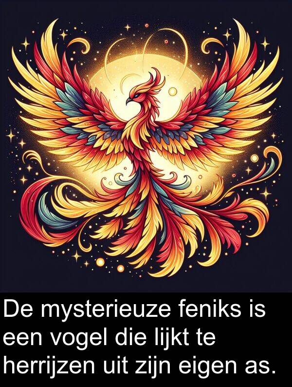 feniks: De mysterieuze feniks is een vogel die lijkt te herrijzen uit zijn eigen as.