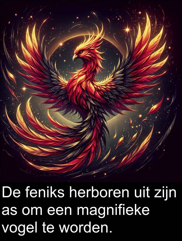 feniks: De feniks herboren uit zijn as om een magnifieke vogel te worden.