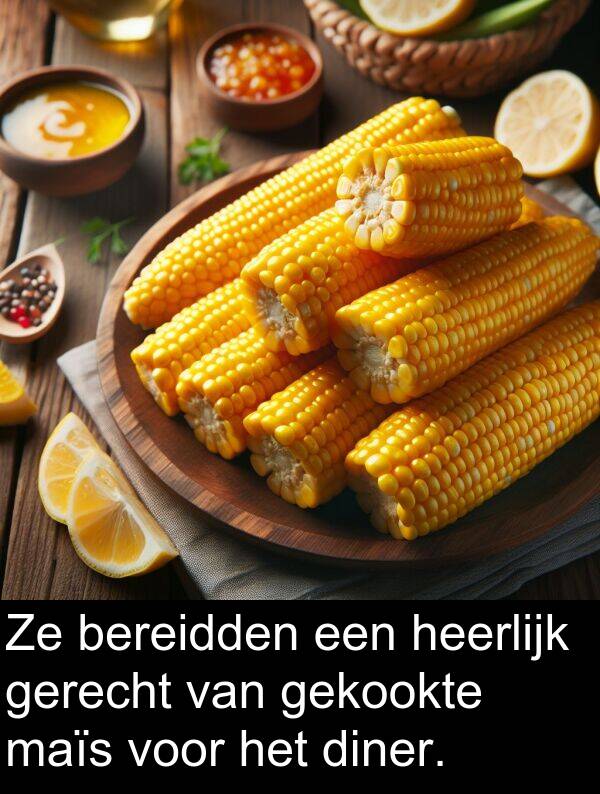 gekookte: Ze bereidden een heerlijk gerecht van gekookte maïs voor het diner.