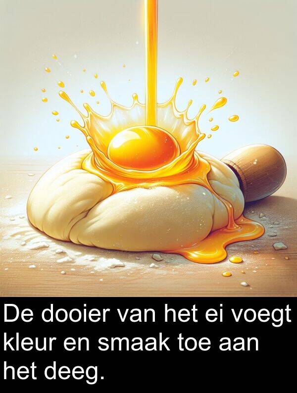 deeg: De dooier van het ei voegt kleur en smaak toe aan het deeg.