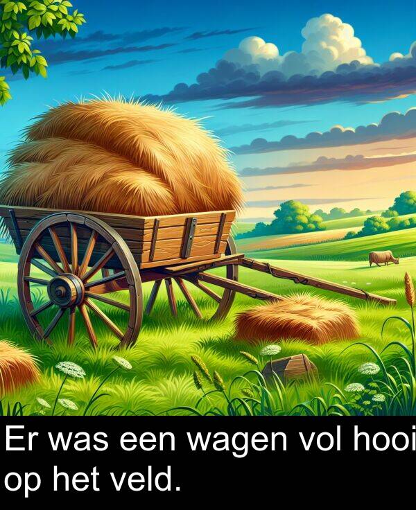 veld: Er was een wagen vol hooi op het veld.