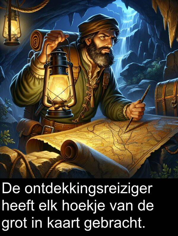 grot: De ontdekkingsreiziger heeft elk hoekje van de grot in kaart gebracht.