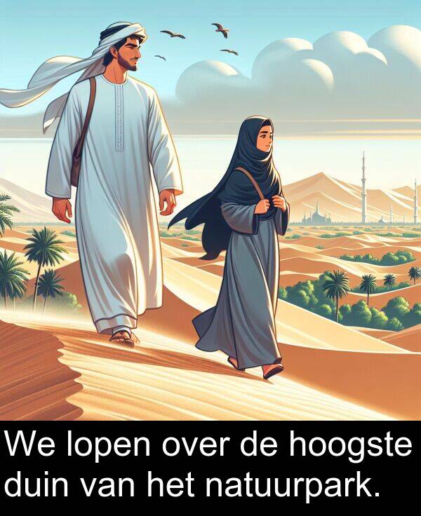 duin: We lopen over de hoogste duin van het natuurpark.