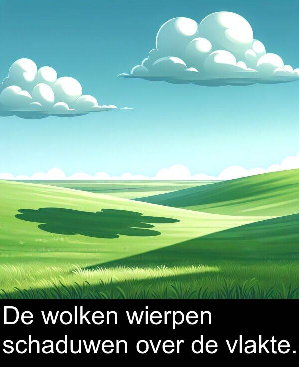 over: De wolken wierpen schaduwen over de vlakte.