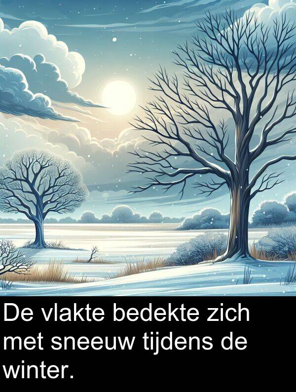 tijdens: De vlakte bedekte zich met sneeuw tijdens de winter.