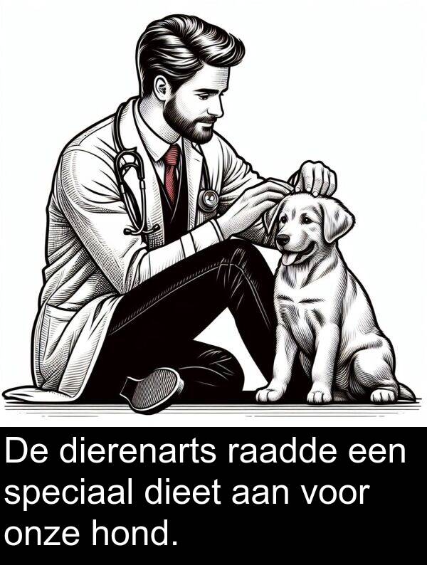 speciaal: De dierenarts raadde een speciaal dieet aan voor onze hond.