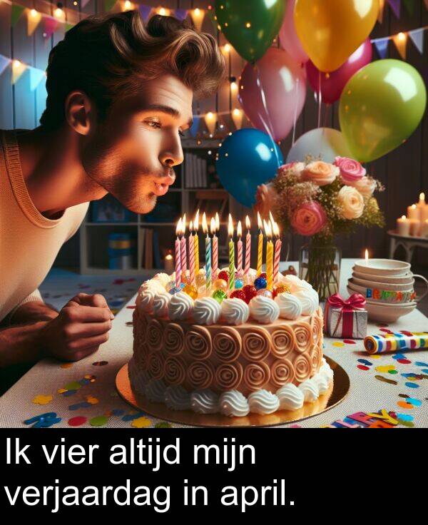 mijn: Ik vier altijd mijn verjaardag in april.