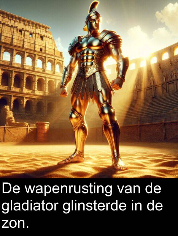 gladiator: De wapenrusting van de gladiator glinsterde in de zon.