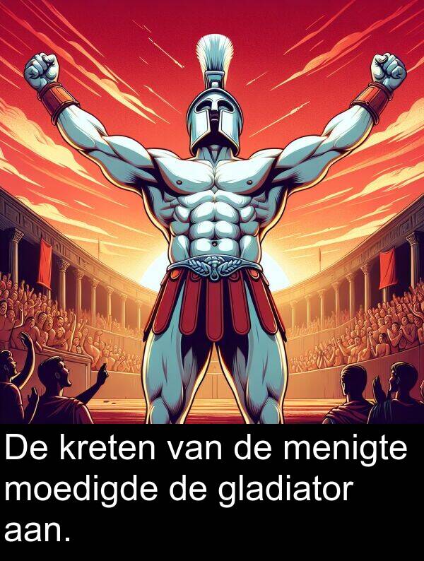 gladiator: De kreten van de menigte moedigde de gladiator aan.