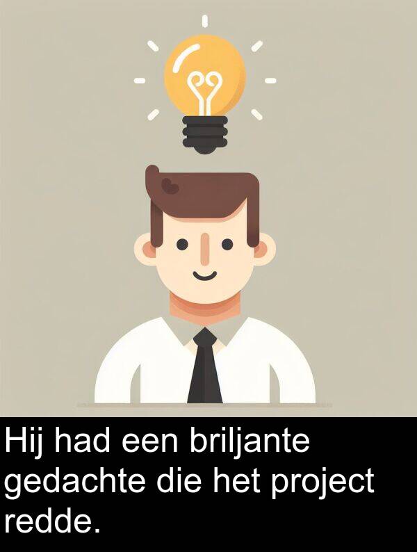 project: Hij had een briljante gedachte die het project redde.