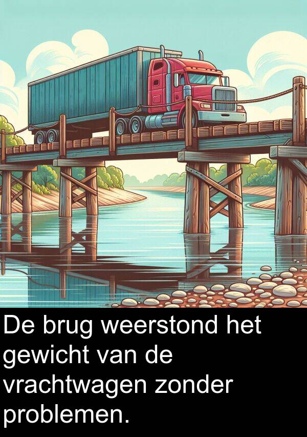 gewicht: De brug weerstond het gewicht van de vrachtwagen zonder problemen.