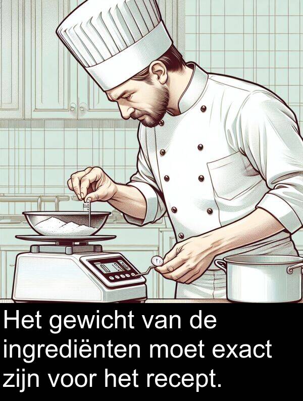 gewicht: Het gewicht van de ingrediënten moet exact zijn voor het recept.