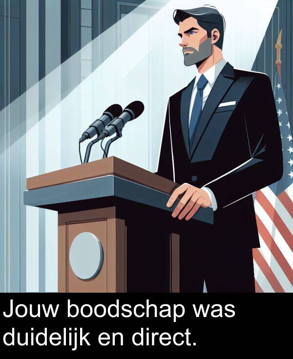 duidelijk: Jouw boodschap was duidelijk en direct.