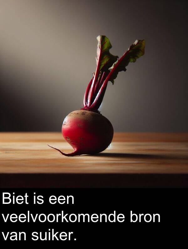 suiker: Biet is een veelvoorkomende bron van suiker.