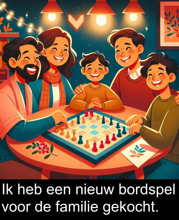 gekocht: Ik heb een nieuw bordspel voor de familie gekocht.