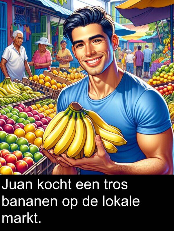 bananen: Juan kocht een tros bananen op de lokale markt.