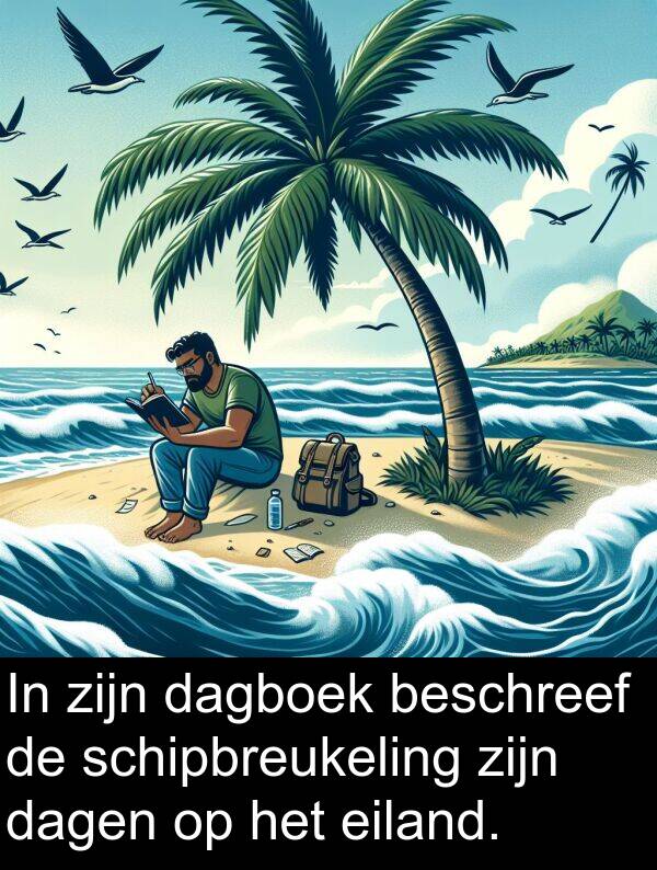 dagboek: In zijn dagboek beschreef de schipbreukeling zijn dagen op het eiland.