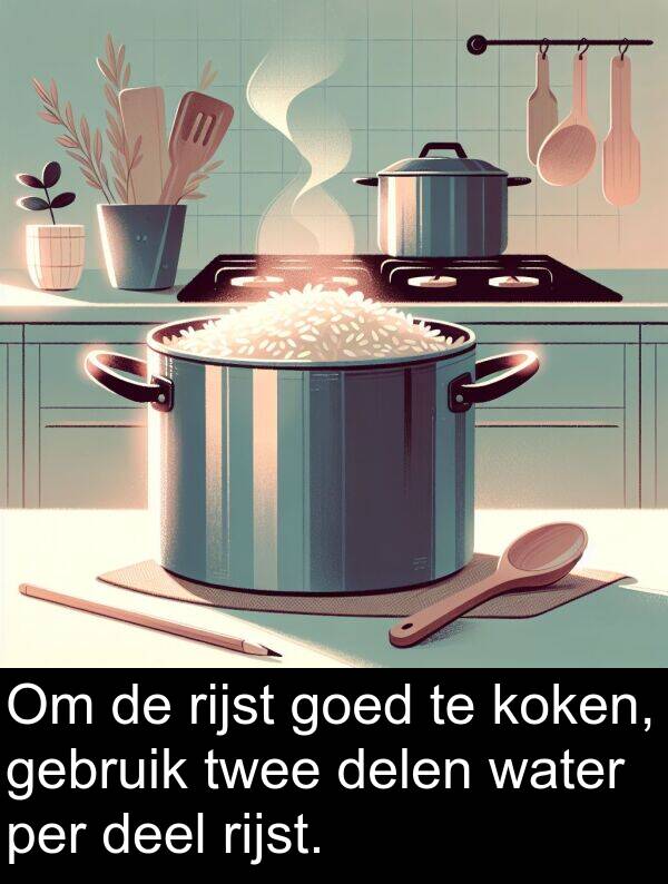 goed: Om de rijst goed te koken, gebruik twee delen water per deel rijst.