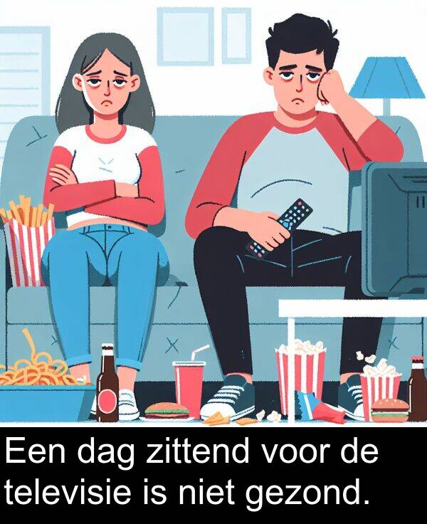 gezond: Een dag zittend voor de televisie is niet gezond.