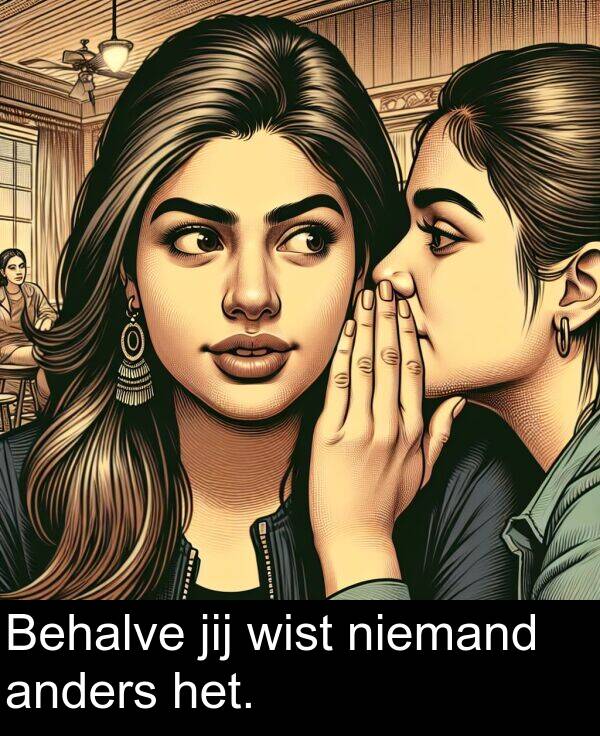 anders: Behalve jij wist niemand anders het.