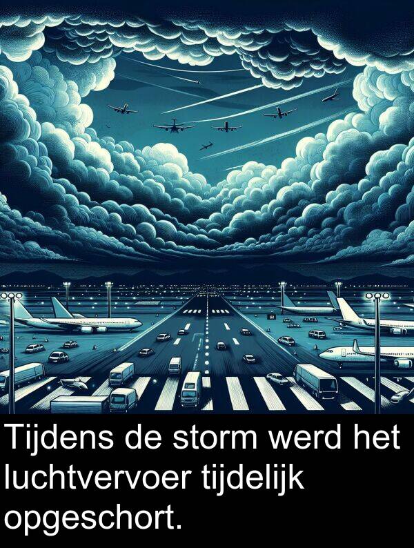 tijdelijk: Tijdens de storm werd het luchtvervoer tijdelijk opgeschort.