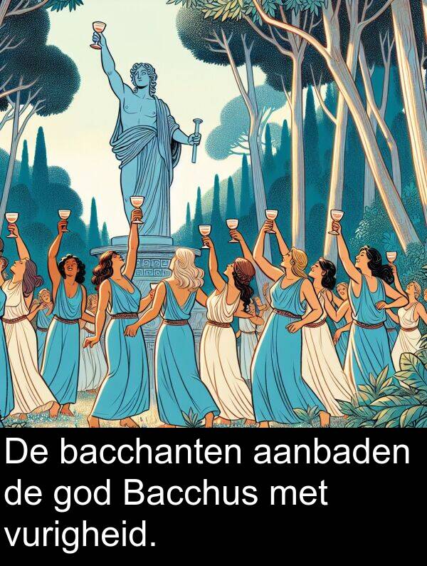 god: De bacchanten aanbaden de god Bacchus met vurigheid.
