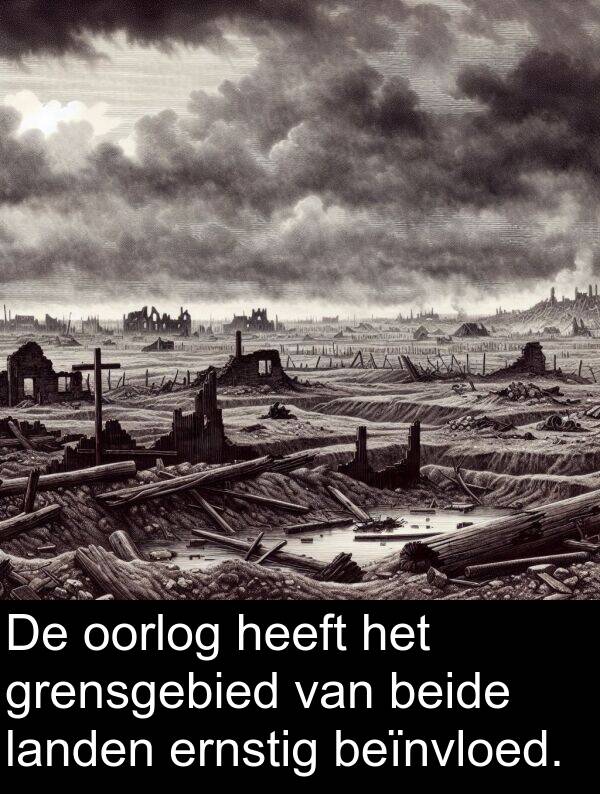 grensgebied: De oorlog heeft het grensgebied van beide landen ernstig beïnvloed.